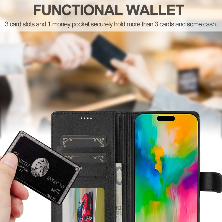 LC.IMEEKE Calf Texture Horizontal Flip Leather Case For iPhone 16 Pro Max