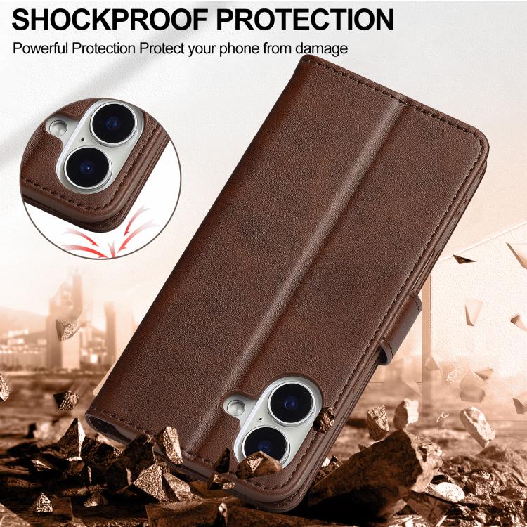 LC.IMEEKE Calf Texture Horizontal Flip Leather Case For iPhone 17