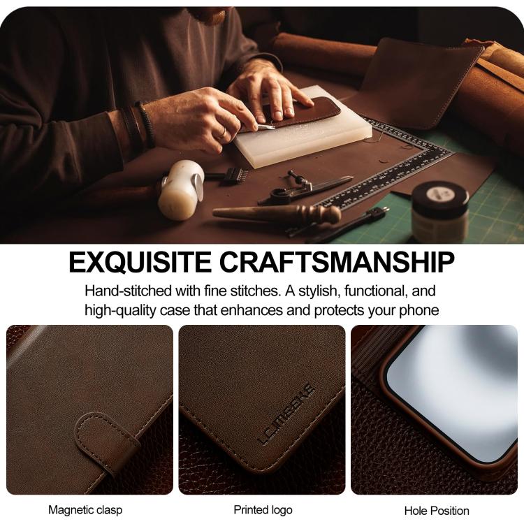 LC.IMEEKE Calf Texture Horizontal Flip Leather Case For iPhone 17