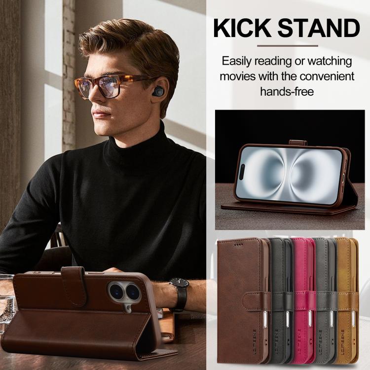 LC.IMEEKE Calf Texture Horizontal Flip Leather Case For iPhone 17