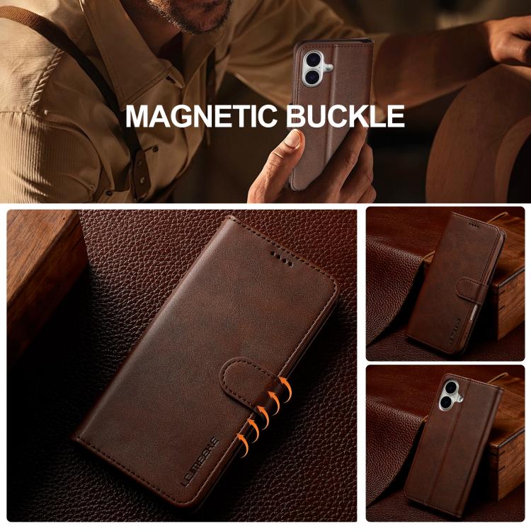 LC.IMEEKE Calf Texture Horizontal Flip Leather Case For iPhone 17