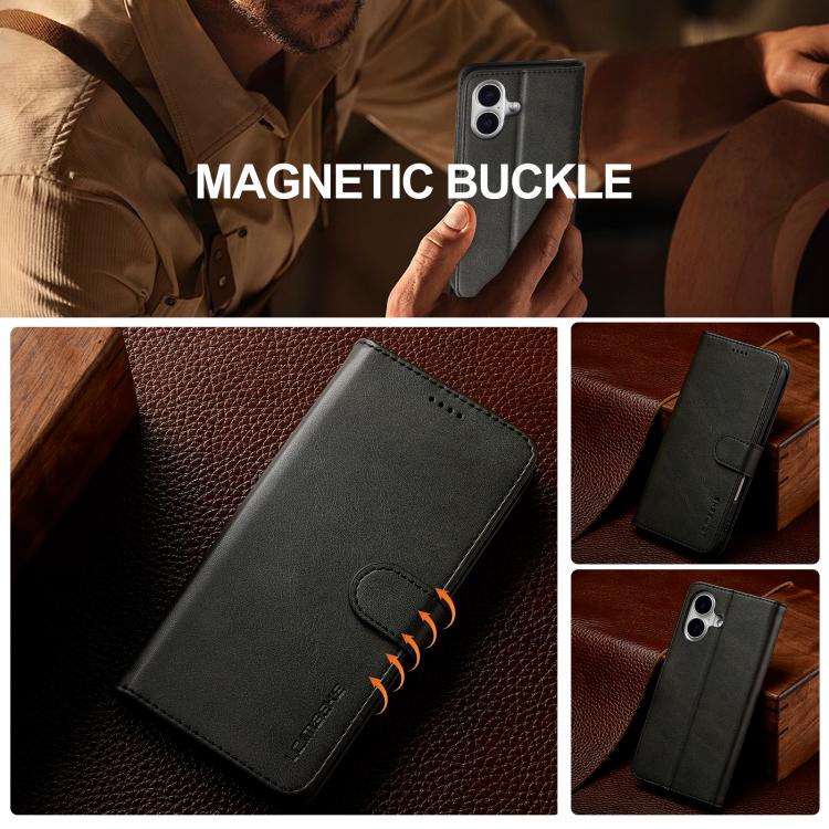 LC.IMEEKE Calf Texture Horizontal Flip Leather Case For iPhone 17