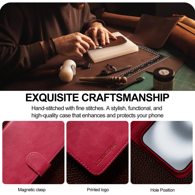 LC.IMEEKE Calf Texture Horizontal Flip Leather Case For iPhone 17