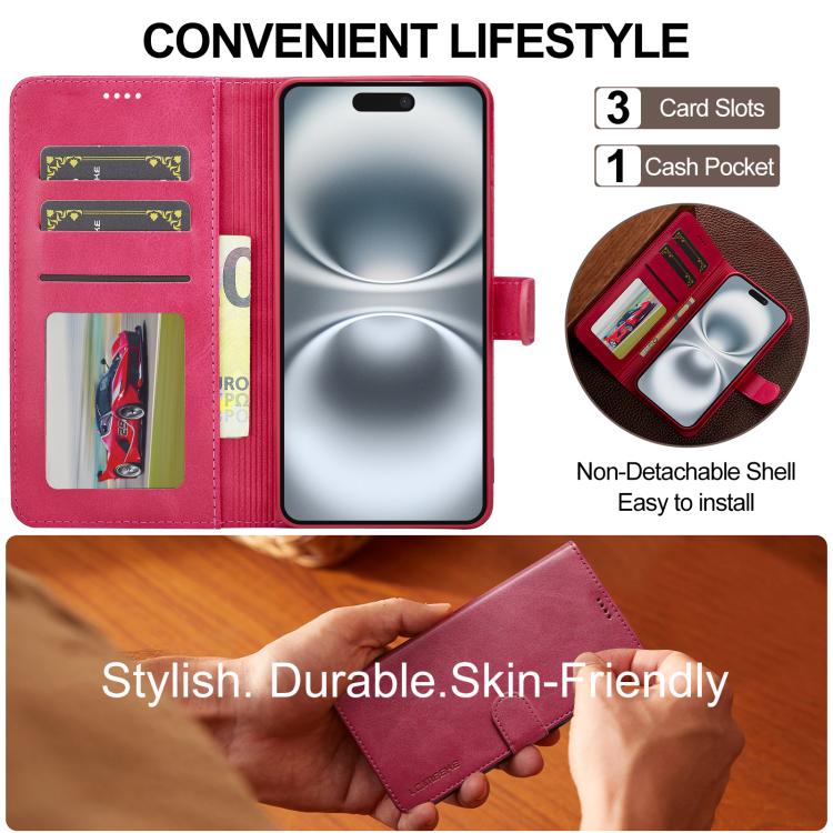 LC.IMEEKE Calf Texture Horizontal Flip Leather Case For iPhone 17