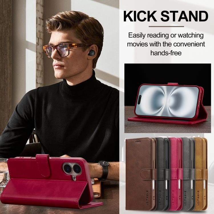 LC.IMEEKE Calf Texture Horizontal Flip Leather Case For iPhone 17