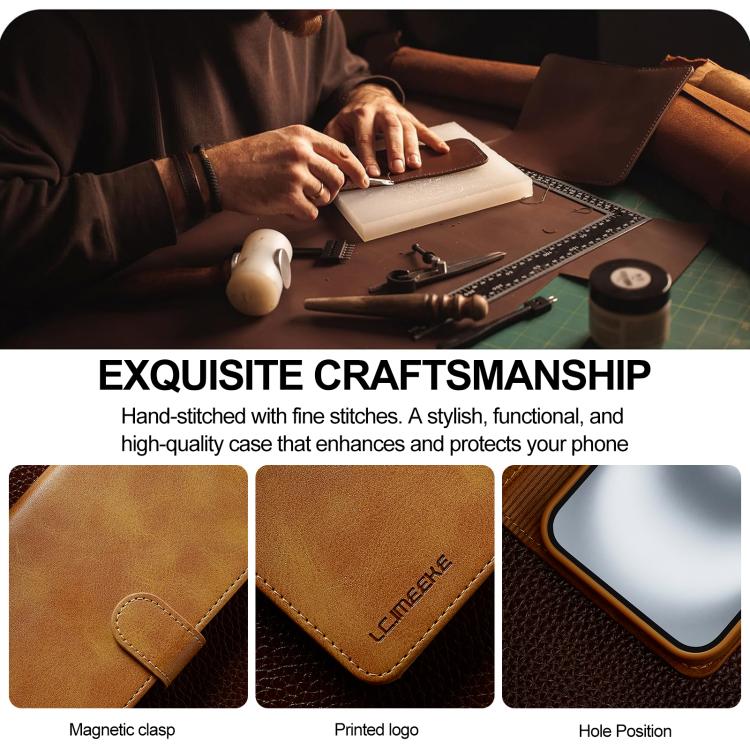 LC.IMEEKE Calf Texture Horizontal Flip Leather Case For iPhone 17