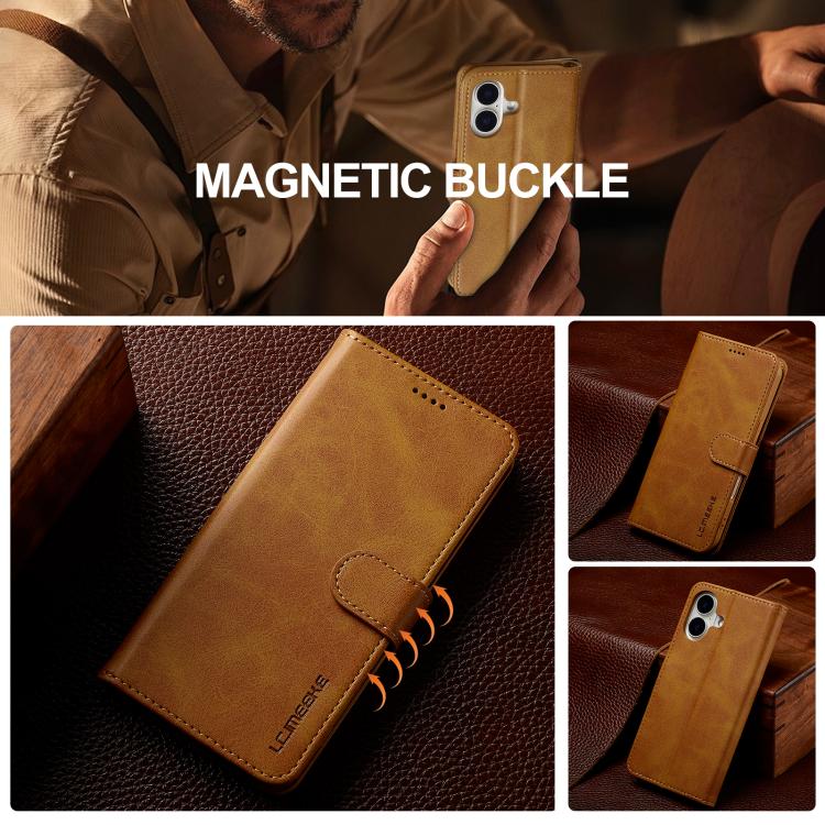 LC.IMEEKE Calf Texture Horizontal Flip Leather Case For iPhone 17