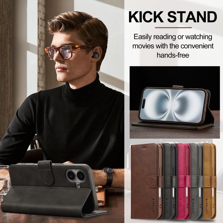 LC.IMEEKE Calf Texture Horizontal Flip Leather Case For iPhone 17