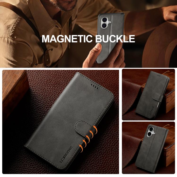 LC.IMEEKE Calf Texture Horizontal Flip Leather Case For iPhone 17