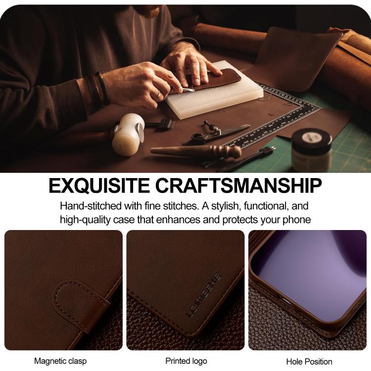LC.IMEEKE Calf Texture Horizontal Flip Leather Case For iPhone 17 Pro