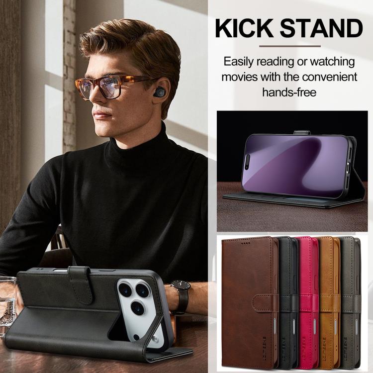 LC.IMEEKE Calf Texture Horizontal Flip Leather Case For iPhone 17 Pro