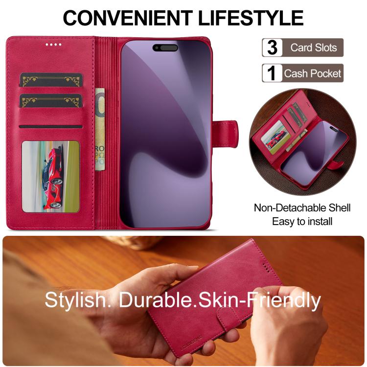 LC.IMEEKE Calf Texture Horizontal Flip Leather Case For iPhone 17 Pro