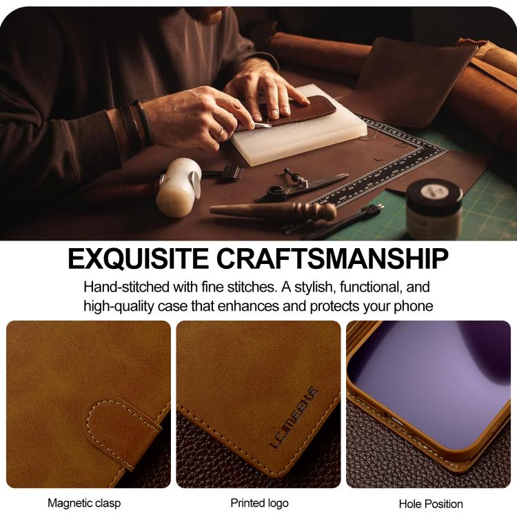LC.IMEEKE Calf Texture Horizontal Flip Leather Case For iPhone 17 Pro