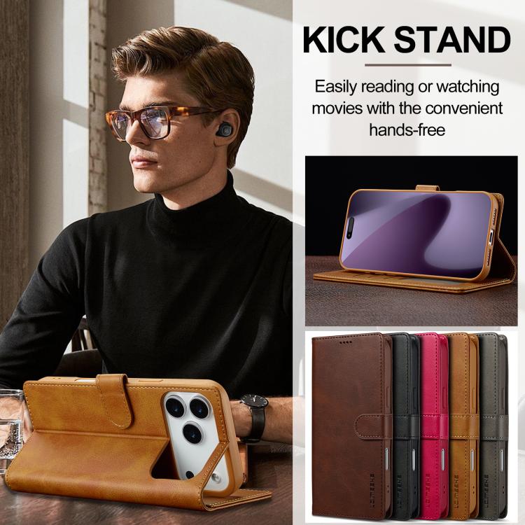 LC.IMEEKE Calf Texture Horizontal Flip Leather Case For iPhone 17 Pro