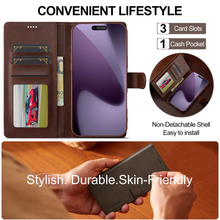 LC.IMEEKE Calf Texture Horizontal Flip Leather Case For iPhone 17 Pro Max