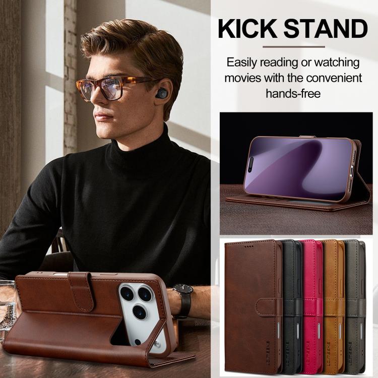 LC.IMEEKE Calf Texture Horizontal Flip Leather Case For iPhone 17 Pro Max