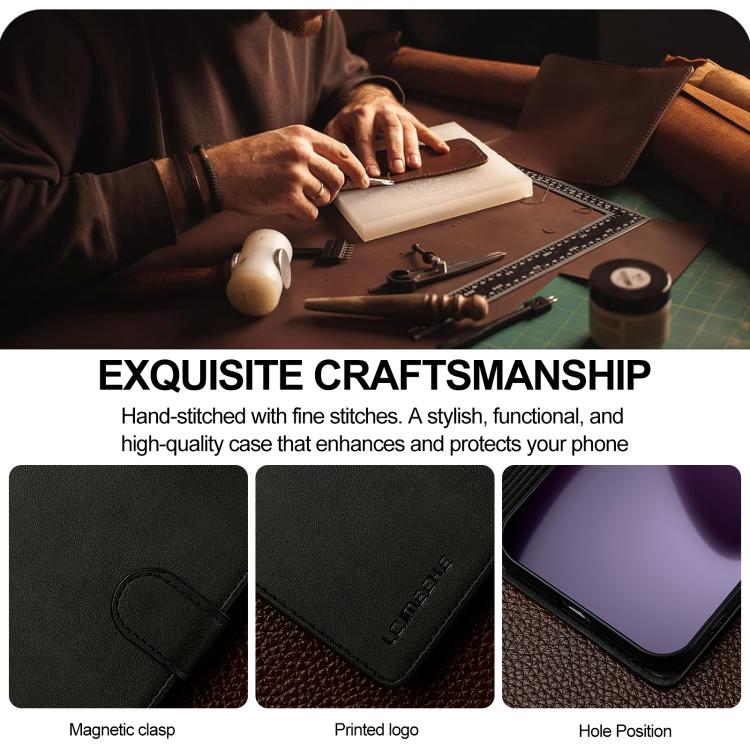 LC.IMEEKE Calf Texture Horizontal Flip Leather Case For iPhone 17 Pro Max