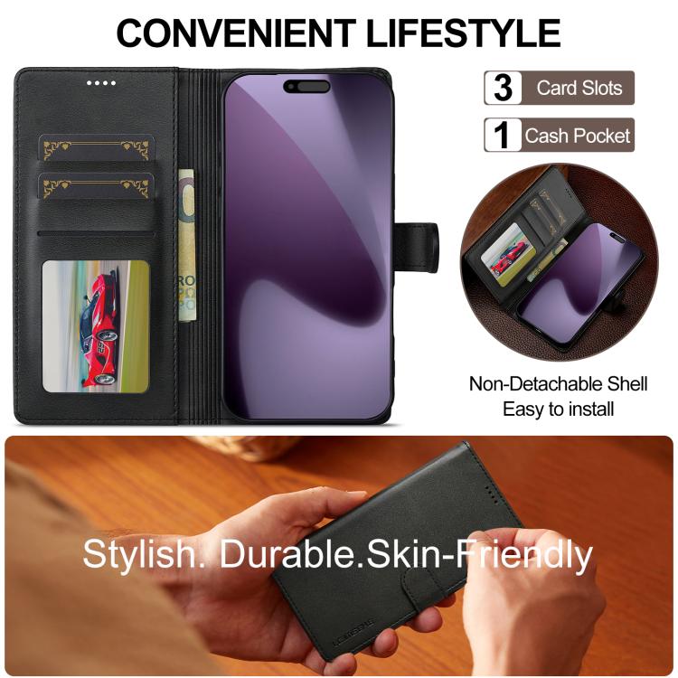 LC.IMEEKE Calf Texture Horizontal Flip Leather Case For iPhone 17 Pro Max
