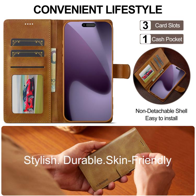 LC.IMEEKE Calf Texture Horizontal Flip Leather Case For iPhone 17 Pro Max