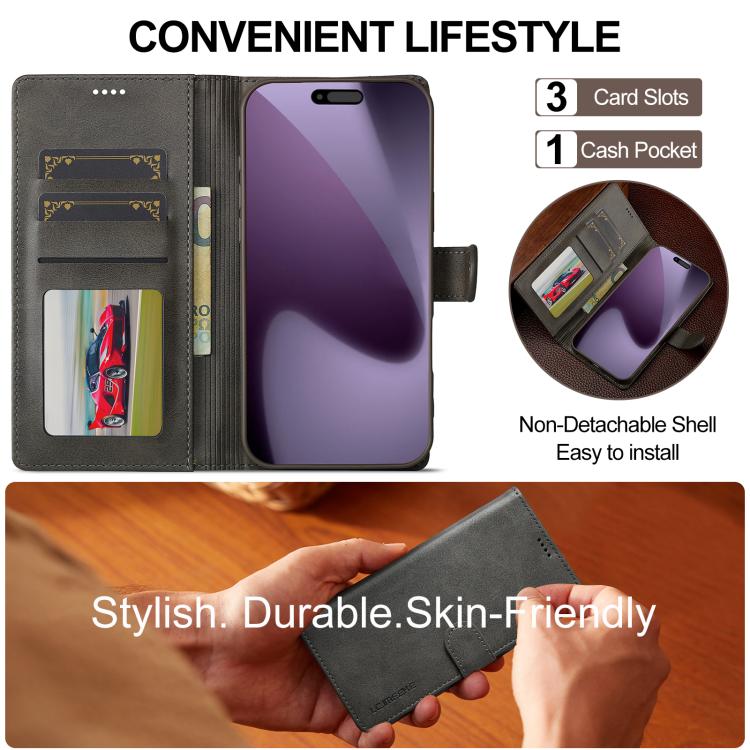 LC.IMEEKE Calf Texture Horizontal Flip Leather Case For iPhone 17 Pro Max