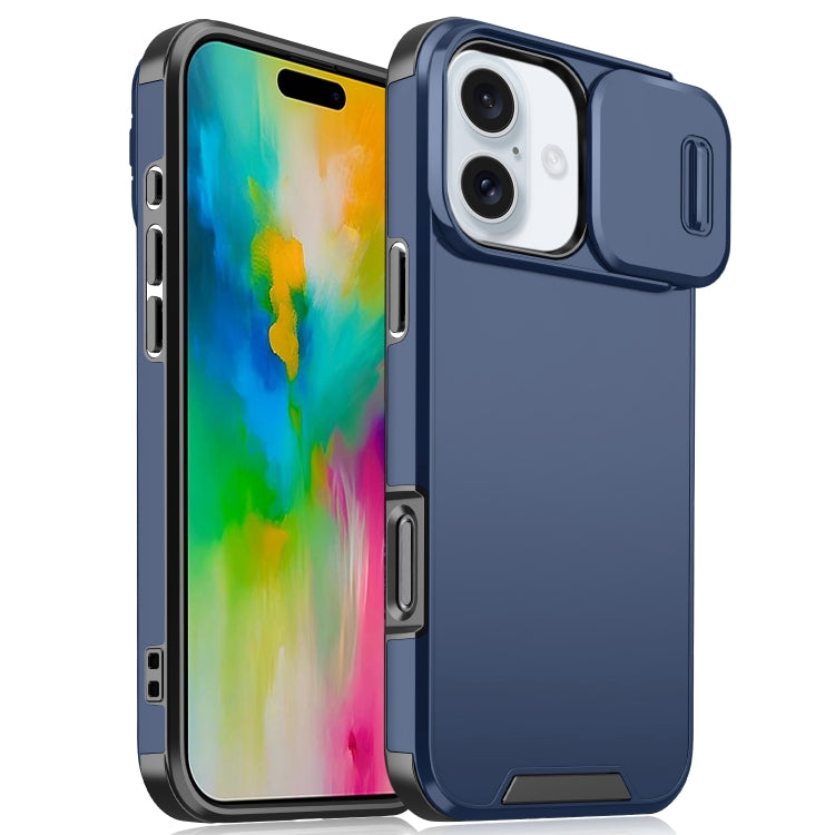 For iPhone 16 Plus Sliding Camshield TPU + PC Phone Case