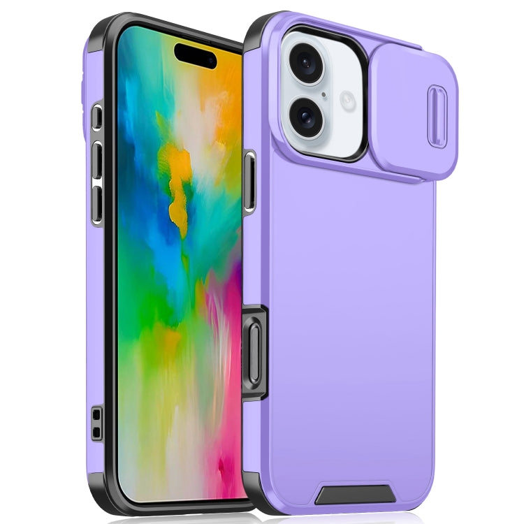 For iPhone 16 Plus Sliding Camshield TPU + PC Phone Case