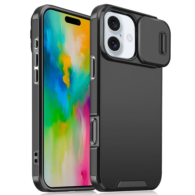 For iPhone 16 Sliding Camshield TPU + PC Phone Case