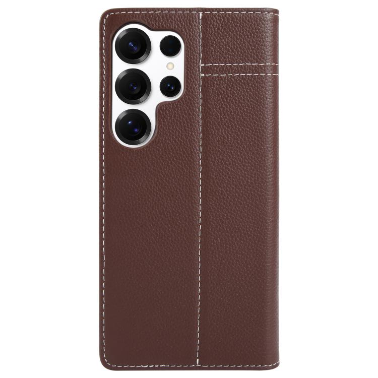 For Galaxy S25 Ultra 5G GEBEI Top-grain Horizontal Flip Leather Phone Case