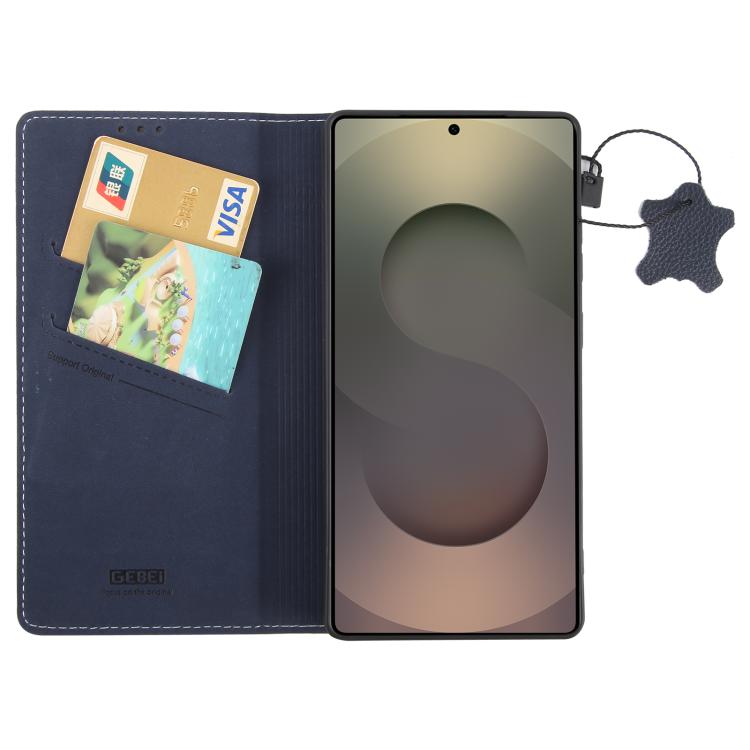 For Galaxy S25 Ultra 5G GEBEI Top-grain Horizontal Flip Leather Phone Case
