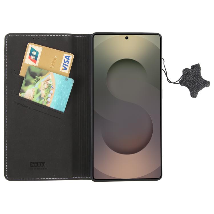 For Galaxy S25 Ultra 5G GEBEI Top-grain Horizontal Flip Leather Phone Case