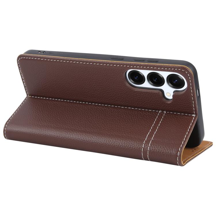 For Galaxy S25 5G GEBEI Top-grain Horizontal Flip Leather Phone Case