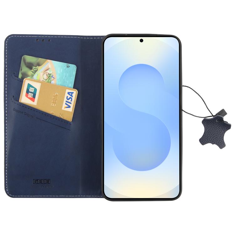 For Galaxy S25 5G GEBEI Top-grain Horizontal Flip Leather Phone Case