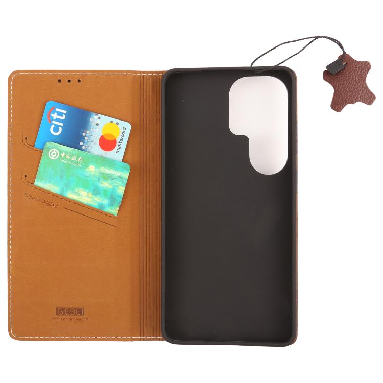 For Galaxy S26 Ultra 5G GEBEI Top-grain Horizontal Flip Leather Phone Case