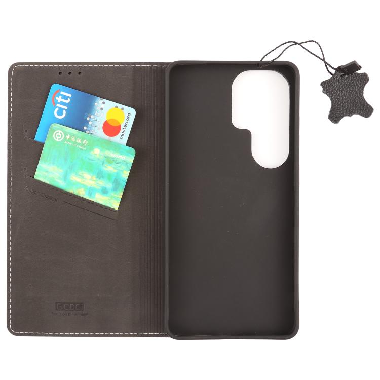 For Galaxy S26 Ultra 5G GEBEI Top-grain Horizontal Flip Leather Phone Case