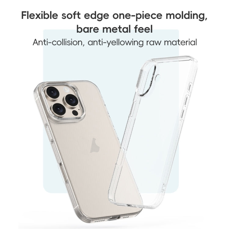 For iPhone 16 ZGA Clear TPU Shockproof Phone Case - Transparent