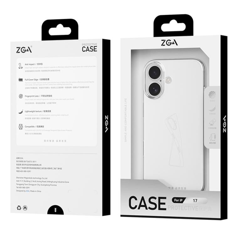For iPhone 17 Pro ZGA Clear TPU Shockproof Phone Case - Transparent