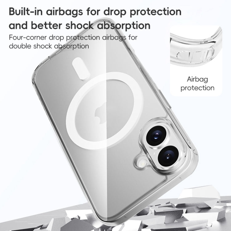 For iPhone 16 ZGA Magsafe Clear PC Hybrid TPU Phone Case - Transparent