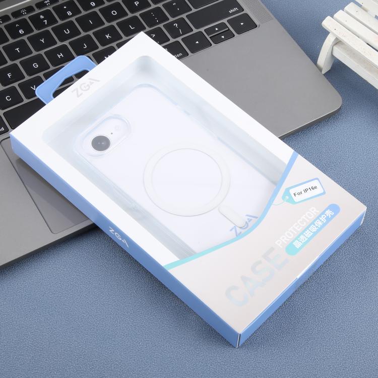For iPhone 17e / 16e ZGA Magsafe Clear PC Hybrid TPU Phone Case - Transparent