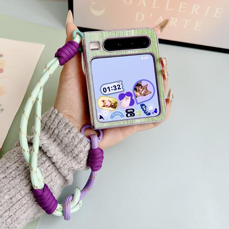 For Huawei Pura X Illusory Color Leather Texture PC Phone Case with Color Strap