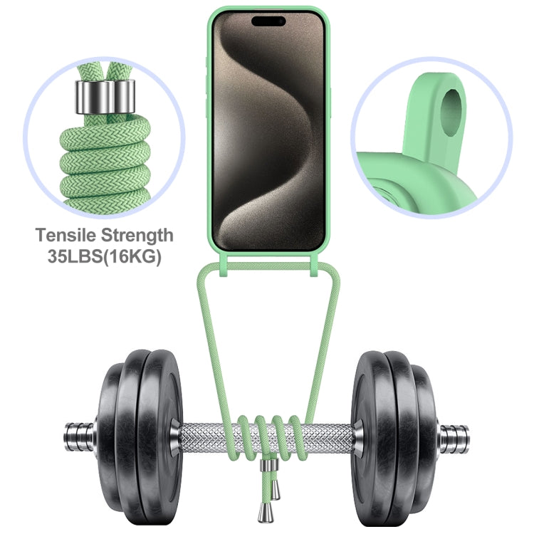 For iPhone 12 Pro Max Integrated Card Bag Solid Color Liquid Silicone Phone Case with Lanyard