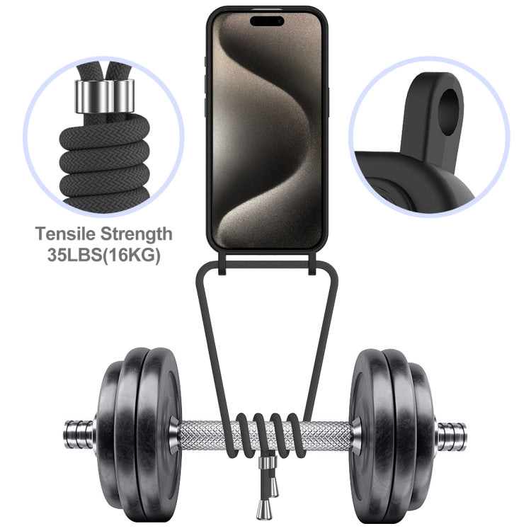 For iPhone 12 Pro Max Integrated Card Bag Solid Color Liquid Silicone Phone Case with Lanyard