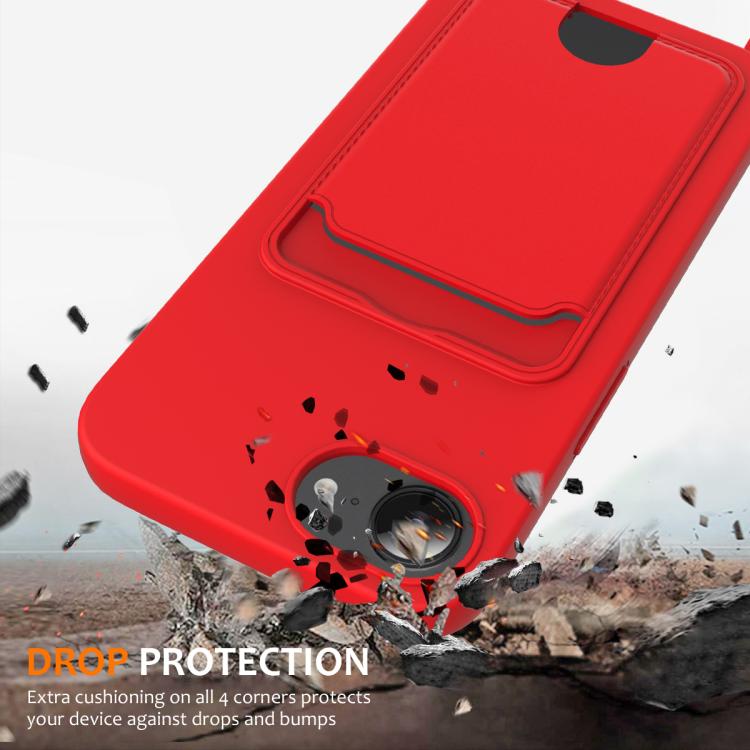 For iPhone 17e / 16e Integrated Card Bag Solid Color Liquid Silicone Phone Case with Lanyard