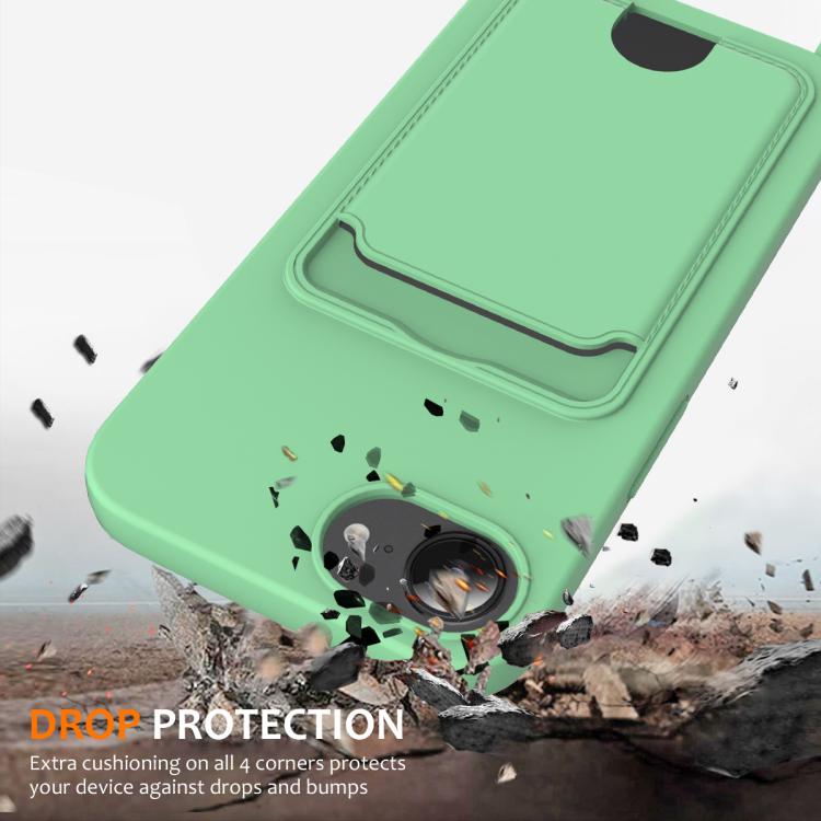 For iPhone 17e / 16e Integrated Card Bag Solid Color Liquid Silicone Phone Case with Lanyard