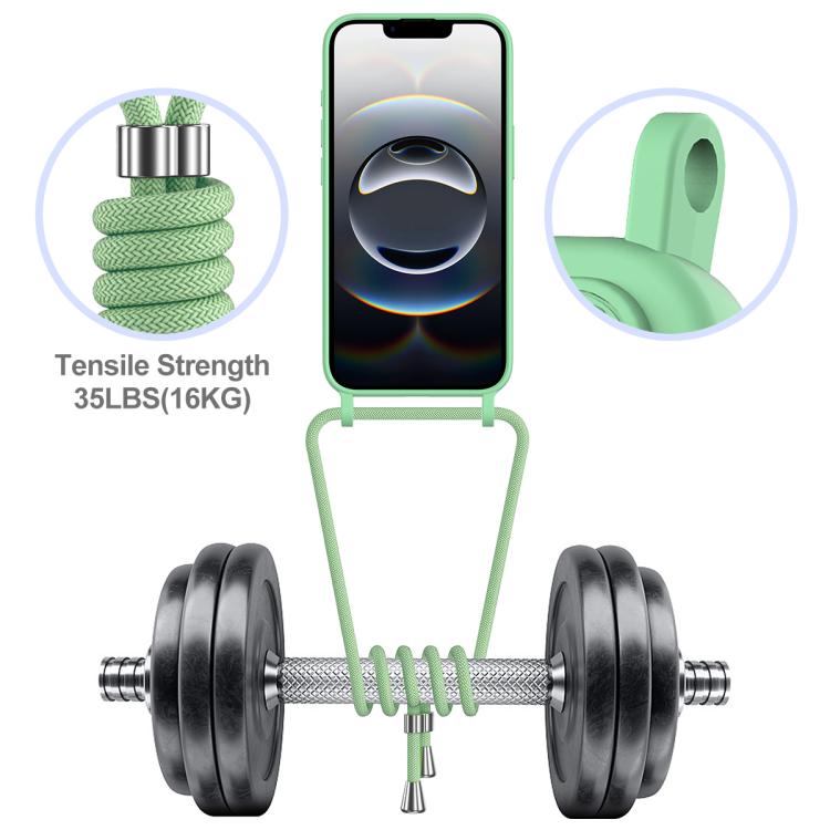 For iPhone 17e / 16e Integrated Card Bag Solid Color Liquid Silicone Phone Case with Lanyard