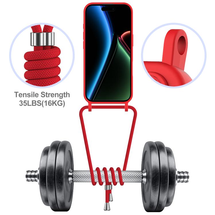 For iPhone 17 Integrated Card Bag Solid Color Liquid Silicone Phone Case with Lanyard