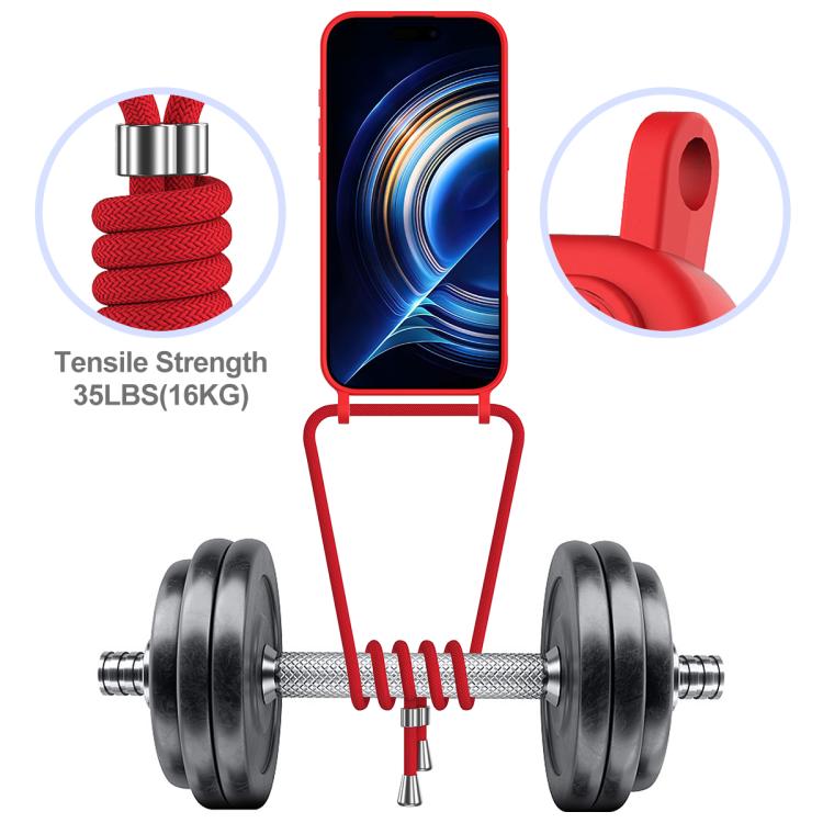 For iPhone Air Integrated Card Bag Solid Color Liquid Silicone Phone Case with Lanyard