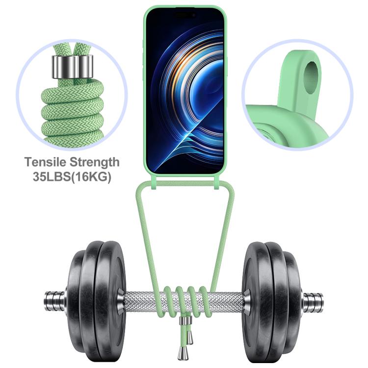 For iPhone Air Integrated Card Bag Solid Color Liquid Silicone Phone Case with Lanyard