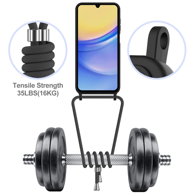 For Samsung Galaxy A05s Integrated Card Bag Solid Color Liquid Silicone Phone Case with Lanyard