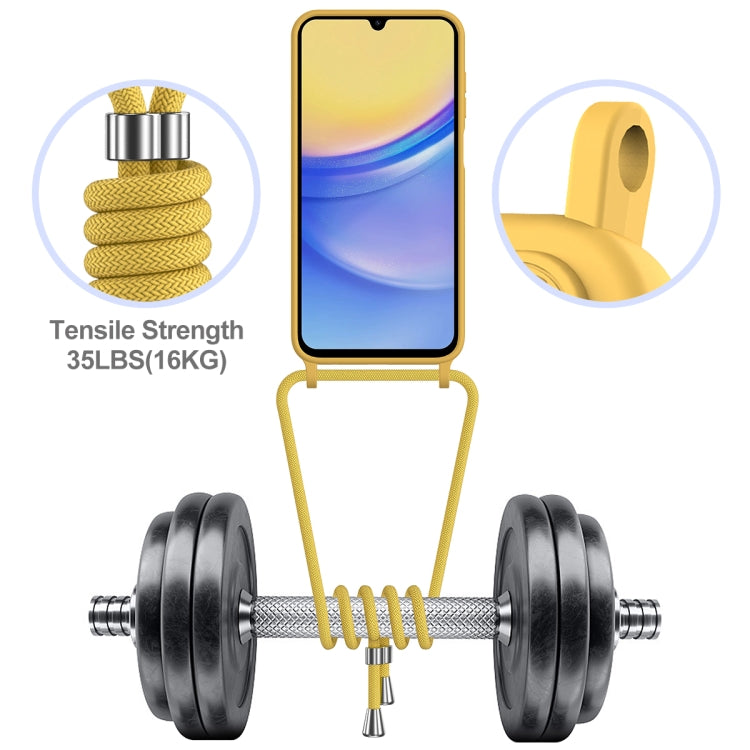 For Samsung Galaxy A05s Integrated Card Bag Solid Color Liquid Silicone Phone Case with Lanyard