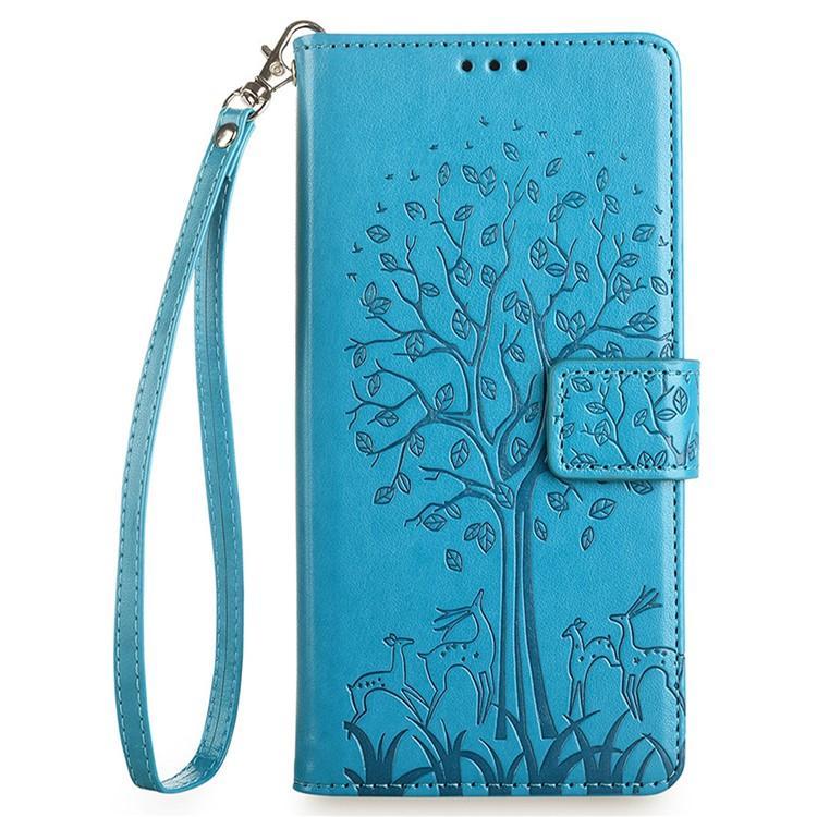 For OPPO Reno14 F 5G Tree & Deer Embossed Leather Phone Case